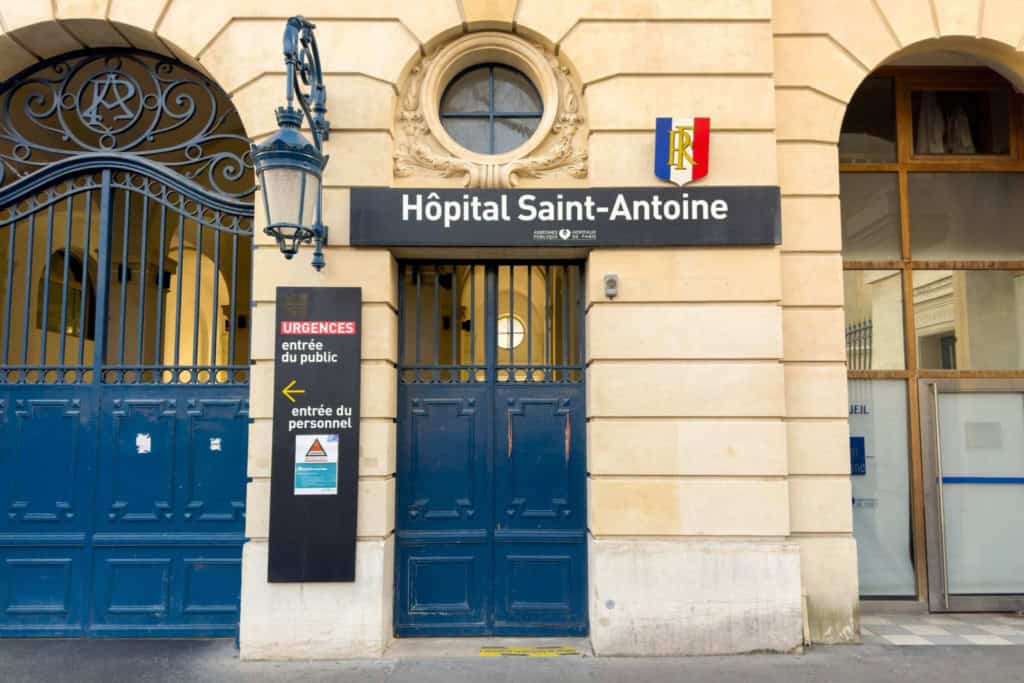 Exterior of Hospital Saint-Antoine, a private facility where expats can receive medical care with health insurance in France.