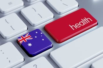 Keyboard with picture of Australia and Health