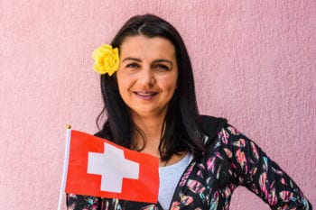 Expat from Switzerland with Swiss flag