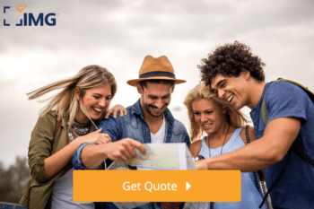 Group of students insured by the Patriot Exchange health insurance program traveling abroad