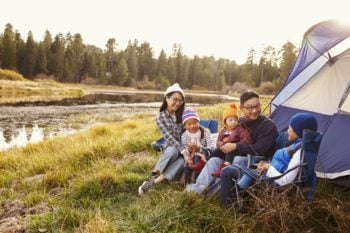Family camping after purchasing IMG Global Medical Insurance
