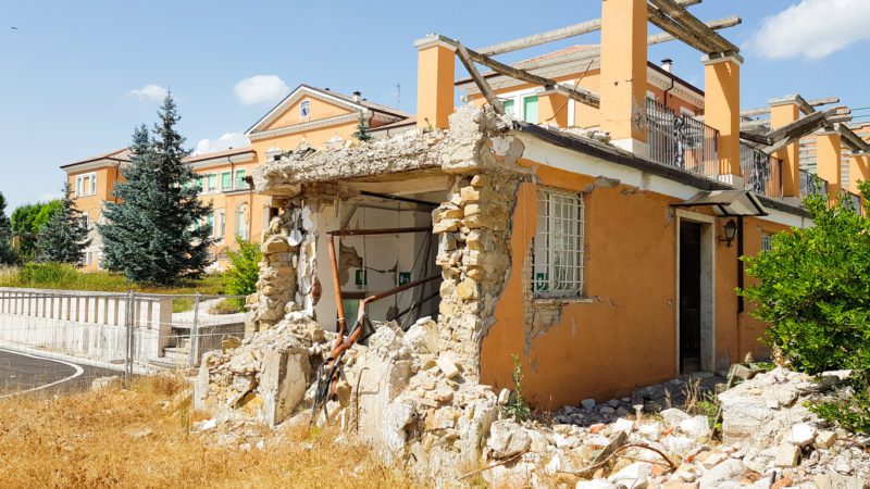 The village of Amatrice and the damage caused by the earthquake. Apennines, Lazio, Italy