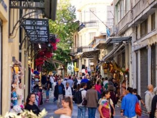 Plaka Street in Athens Greece