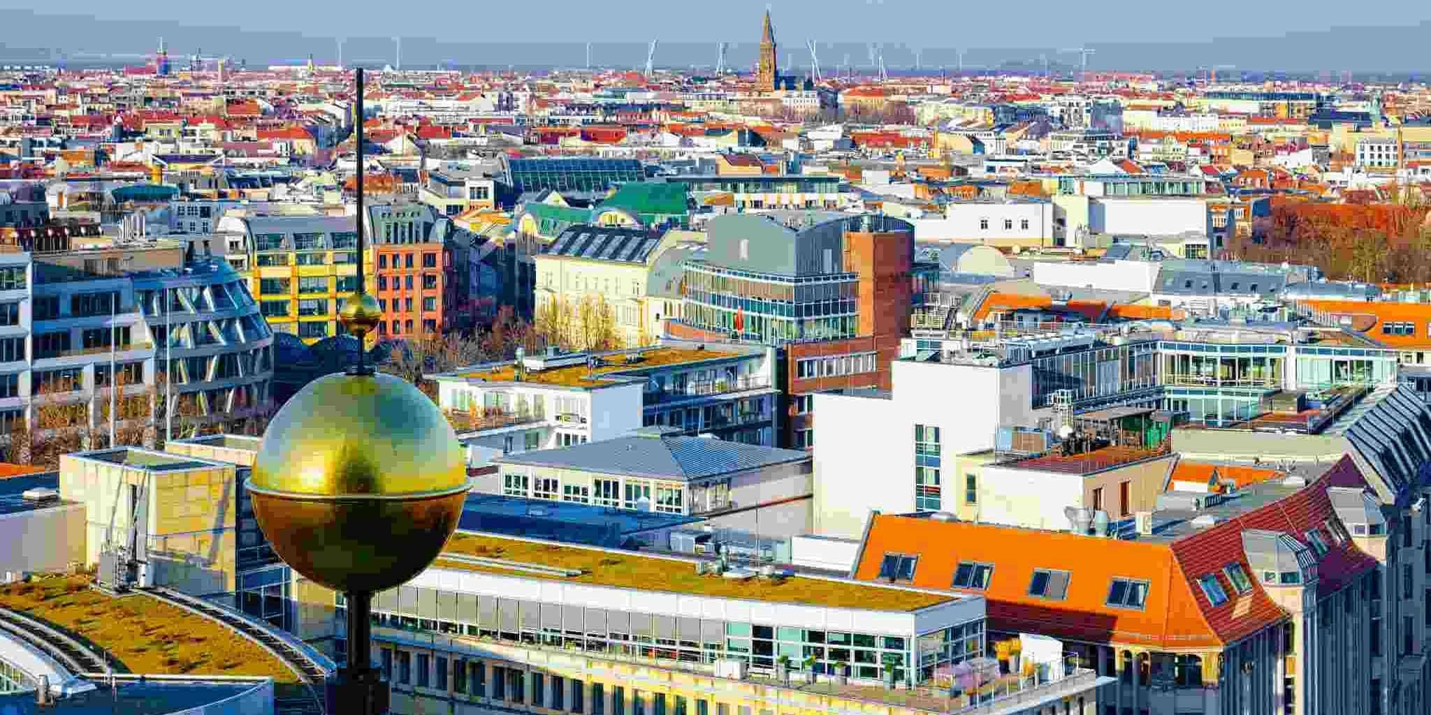 the business district in Berlin, Germany, which is one of the easiest countries to get a work visa
