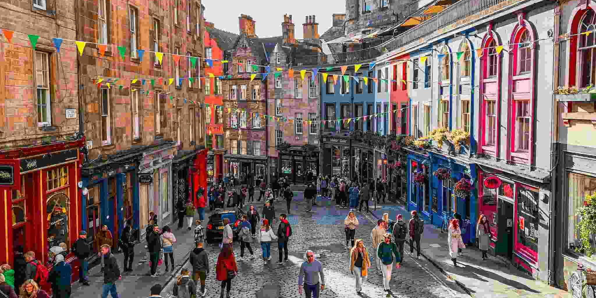 an aerial view of Edinburgh during the Fringe Festival
