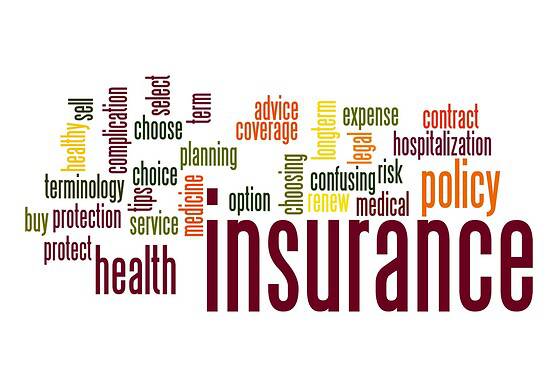 A colorful word cloud featuring terms like policy, health, coverage, medical, plan, choose, and protection related to international insurance services for global travelers and expatriates.