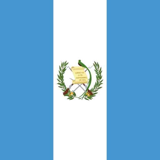 Guatemalan flag featuring blue and white stripes with national coat of arms, symbolizing Guatemala's identity and pride.