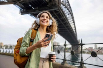a female tourist in Sydney, Australia, one of the visa-free countries for UK citizens