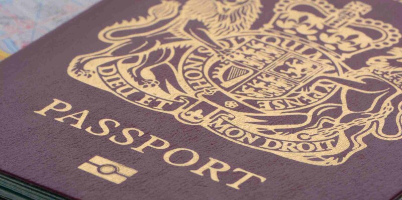 close up of a UK passport