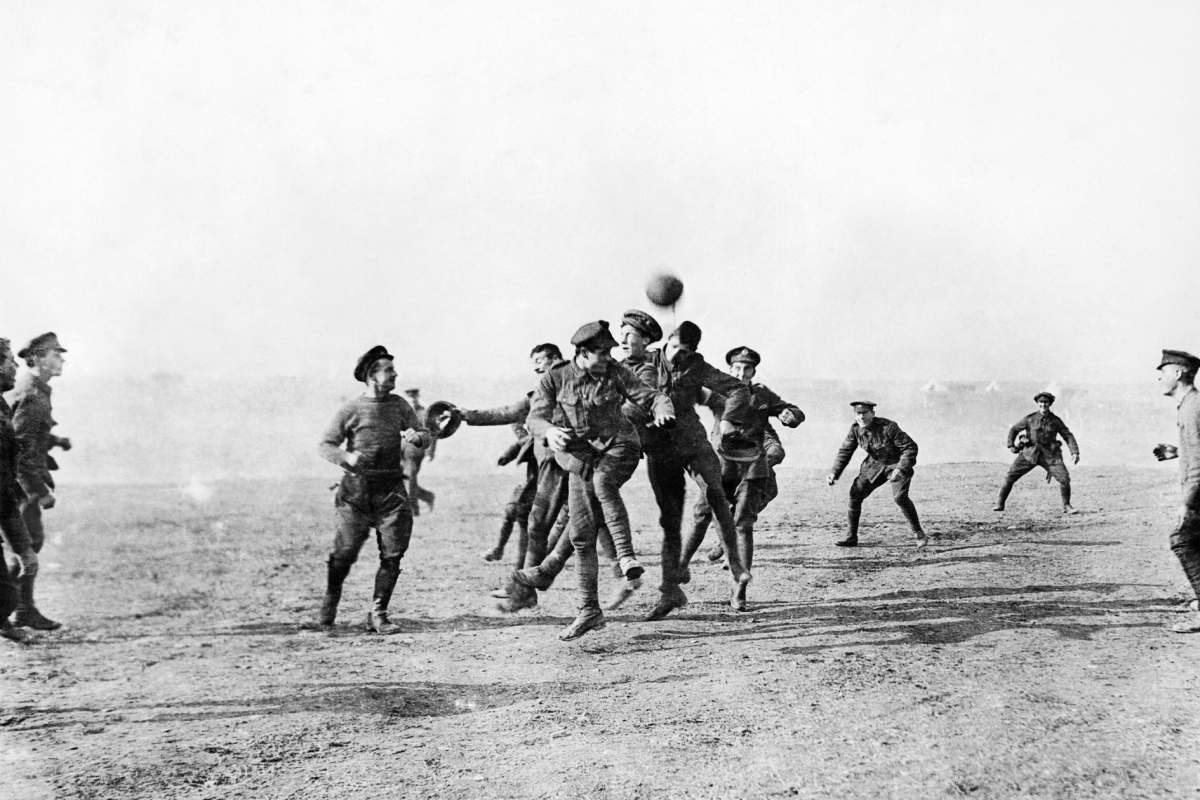 First World War soldiers playing football on Christmas Eve in 1914, one of our interesting World Cup facts