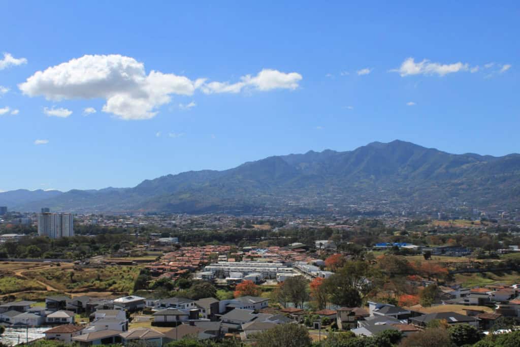 An aerial view of Escazú, one of the safest places to live in Costa 