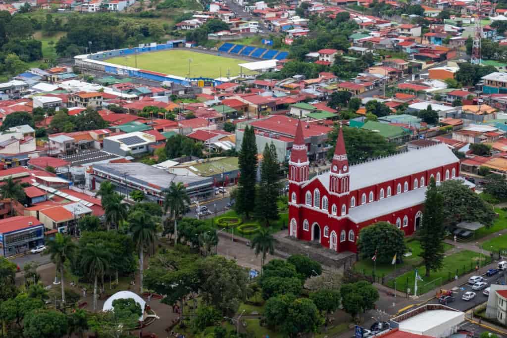 Aerial view of Grecia in Costa Rica