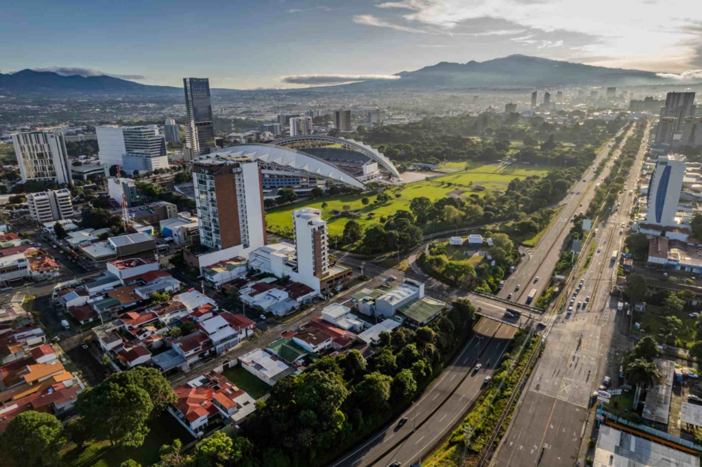 An aerial view of San Jose downtown city, Costa Rica