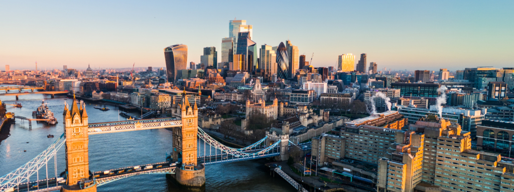 the skyline of London, one of the best places to retire in the UK 