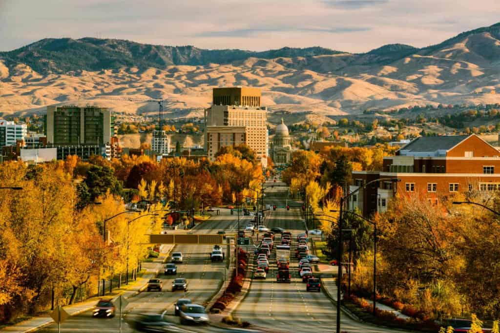 A street in Boise, Idaho, one of the best places to retire in the US
