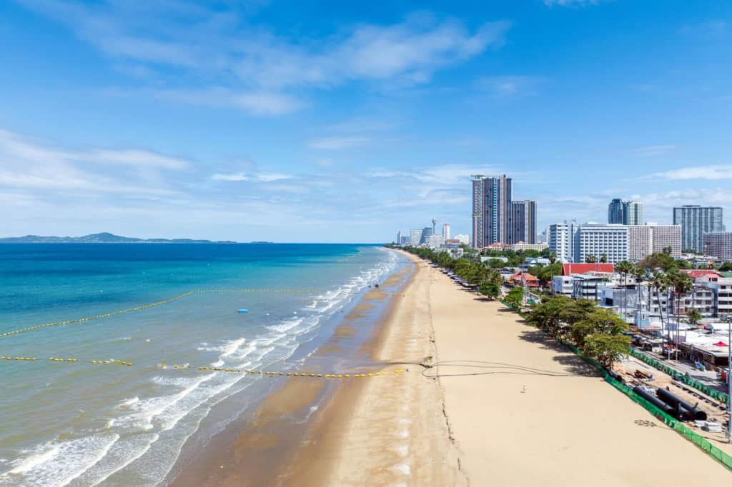 Aerial view of Pattaya Beach in Thailand