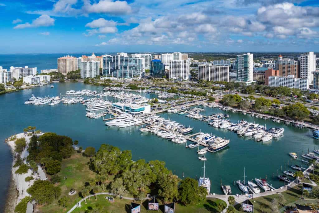 Aerial view of Sarasota, one of the best places to retire in the US