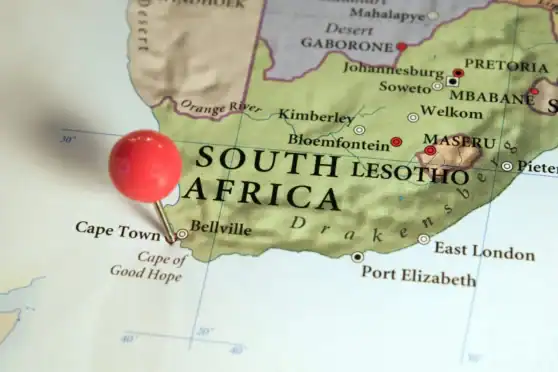 South Africa insurance map with location pin.
