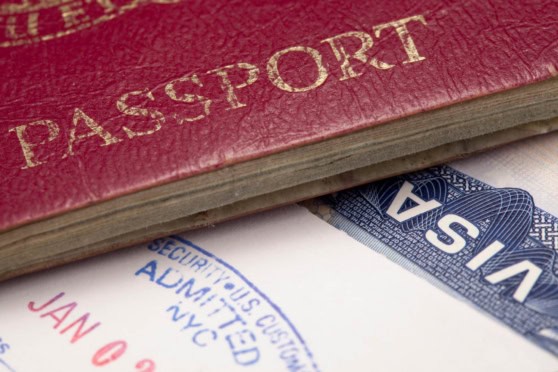 Passport and visa documents for international travel.