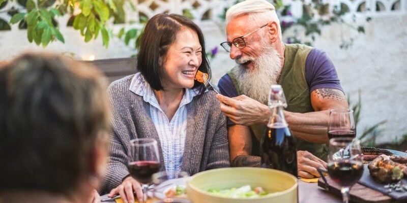 Australian mature couple homecoming barbecue